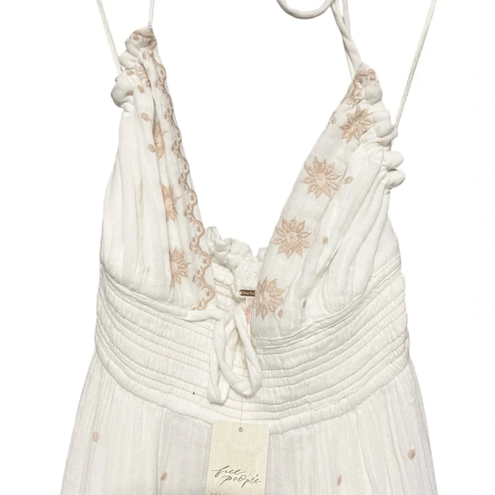 Free People Real Love Embroidered Bohemian Maxi Dress Size‎ M Summer Resort Boho - Picture 10 of 16